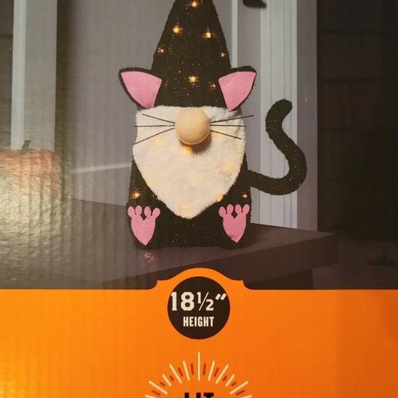 Hyde & Eek Halloween Cat Gnome Light Up Decoration 18.5" Tinsel Figure - Picture 8 of 8